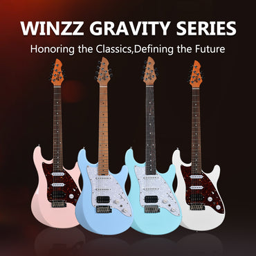 WINZZ Gravity Series-WGS100 Solid Alder Body ST electric guitar With Roasted Maple Neck, HSS Pickups, Rosewood Fingerboard, D'Addario EXL120 Strings, Mini Double Locking Tremolo
