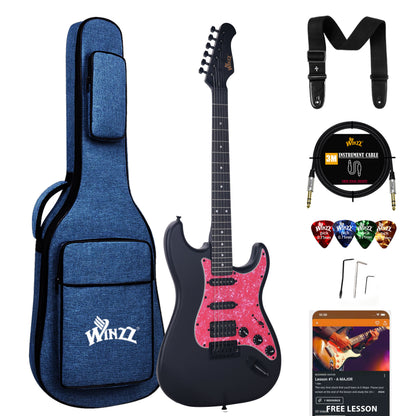 WINZZ 39-Inch EGS112H Solid Poplar Body Electric Guitar Set for Beginners