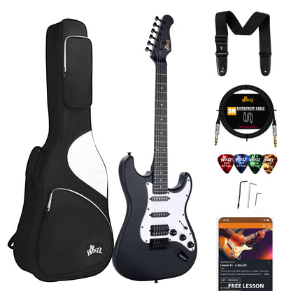 WINZZ Solid Poplar Wood Electric Guitar With White Pickguard - 39-Inch Beginner-Friendly Design, Perfect for Practice and Performance