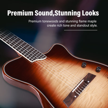 WINZZ WCG370 Thin Body Solid spruce top with flamed maple veneered Nylon-String Electric Guitar