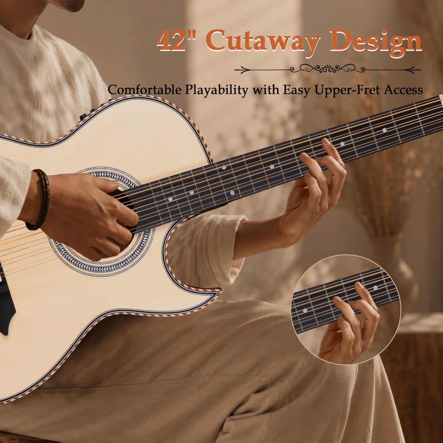 WINZZ 10-String Mexican Style Acoustic Guitar – Traditional Design, Full-Bodied Tone & Unique Character
