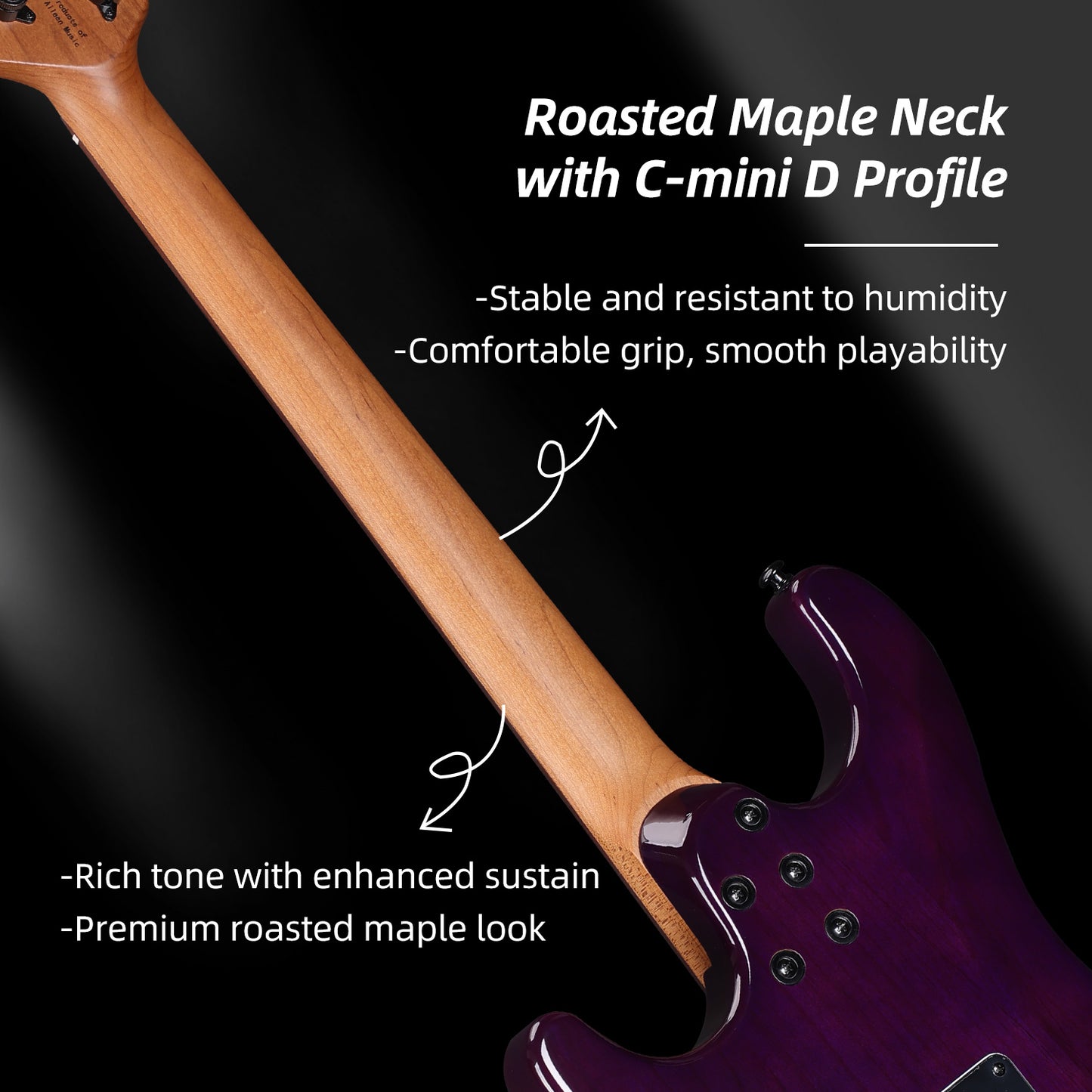 WINZZ Gravity PRO Series -WGS150 Solid Alder Body ST electric guitar With Roasted Maple Neck, HSS Pickups, Rosewood Fingerboard, D'Addario EXL120 Strings, Mini Double Locking Tremolo