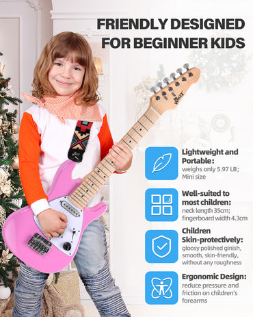 Winzz 30” Kids Electric Guitar Beginner Kit – 1/4 Size Mini Electric Guitar for Children & Juniors, Complete Starter Set with Amp