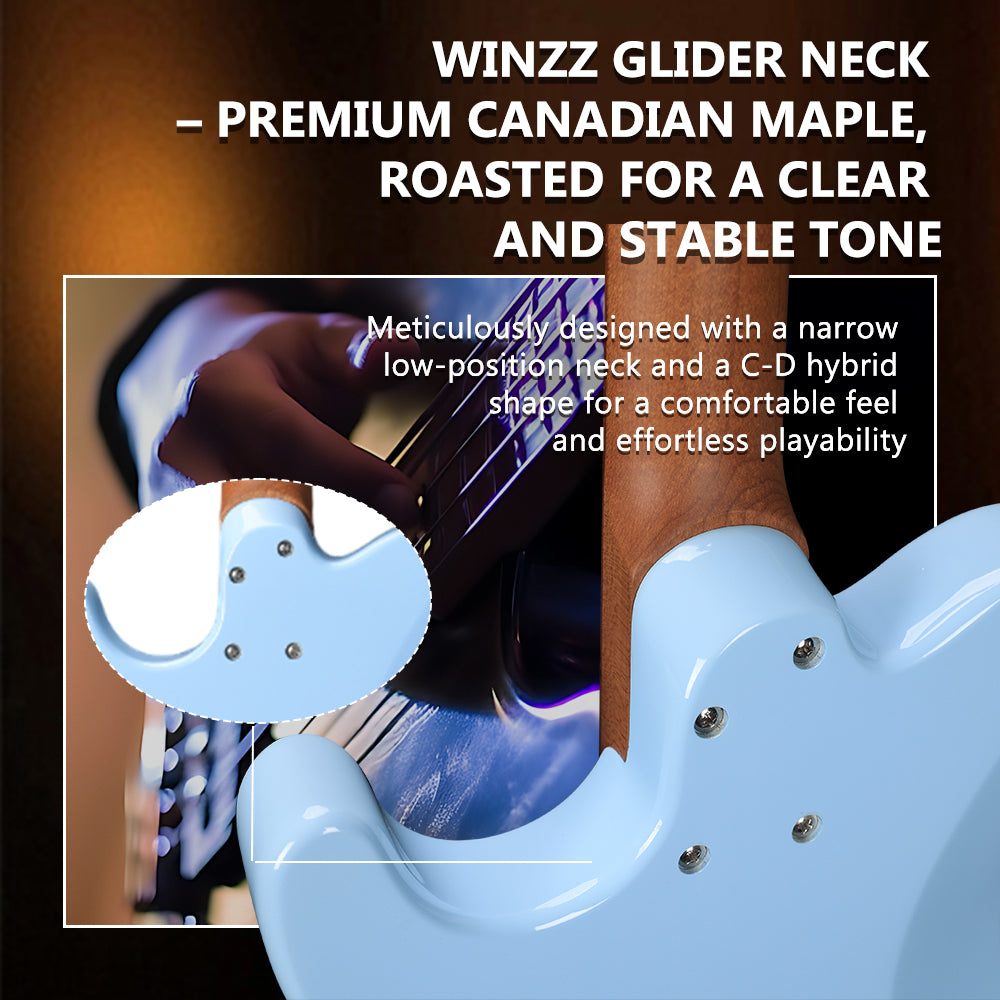 WINZZ Gravity Series-Solid Alder Body TL electric guitar With Roasted Maple Neck, HSS Pickups, Rosewood Fingerboard, D'Addario EXL120 Strings, Mini Double Locking Tremolo