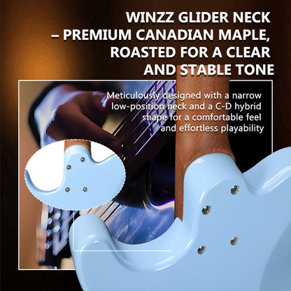 WINZZ Gravity Series-Solid Alder Body TL electric guitar With Roasted Maple Neck, HSS Pickups, Rosewood Fingerboard, D'Addario EXL120 Strings, Mini Double Locking Tremolo