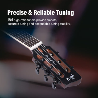 WINZZ WCG370 Thin Body Solid spruce top with flamed maple veneered Nylon-String Electric Guitar