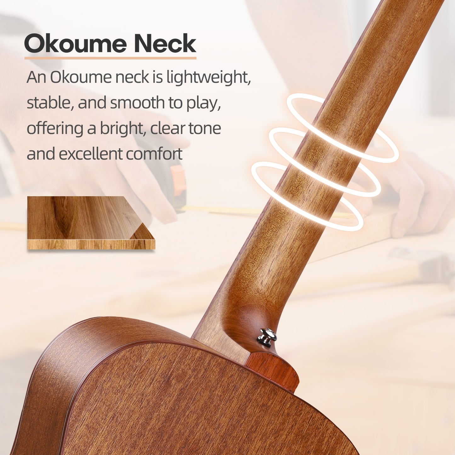 WINZZ AFC77E 36" Travel Guitar – Carbon Fiber Top, Mahogany Body, Okoume Neck, HPL Fingerboard, Optional EQ, 8mm Padded Gig Bag