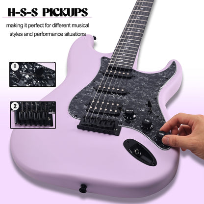 WINZZ Solid Poplar Wood Electric Guitar Set for Beginners - 39-Inch, Complete Starter Kit with Accessories