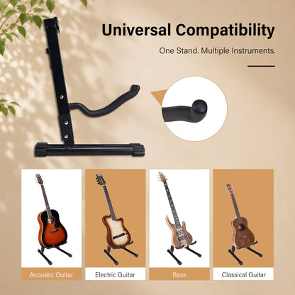 WINZZ Foldable Guitar Stand, Portable A-Frame Guitar Holder for Acoustic, Electric & Bass Guitars