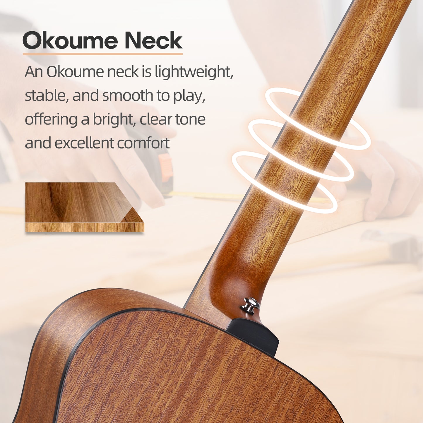 WINZZ AFC77E 36" Travel Guitar – Carbon Fiber Top, Mahogany Body, Okoume Neck, HPL Fingerboard, Optional EQ, 8mm Padded Gig Bag