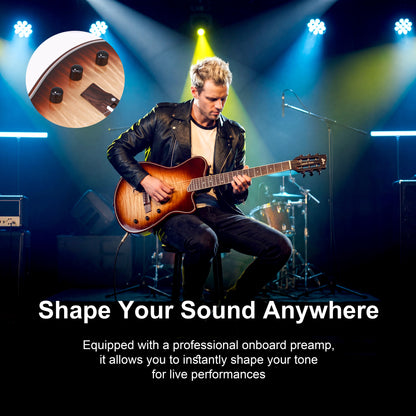WINZZ WCG370 Thin Body Solid spruce top with flamed maple veneered Nylon-String Electric Guitar