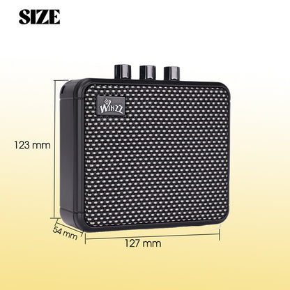 WINZZ AG-08 8W Mini Acoustic Guitar Amplifier – 3-Inch  Speaker, Black Cabinet with Cloth Mesh, Portable Amp for Practice & Performance