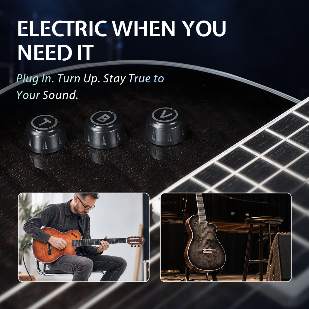 WINZZ WCG170CE 39-Inch Thin Body Nylon Strings  Classical-Electric Guitar With Built-in Preamp