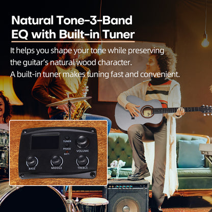 WINZZ AFC77E 36" Travel Guitar – Carbon Fiber Top, Mahogany Body, Okoume Neck, HPL Fingerboard, Optional EQ, 8mm Padded Gig Bag