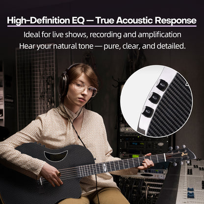 WINZZ AFO350CE Electro-Acoustic Guitar - Full Carbon Fiber 41-INCH Cutaway Acoustic Electric Guitar with Arched Back, EQ System, D’Addario Strings