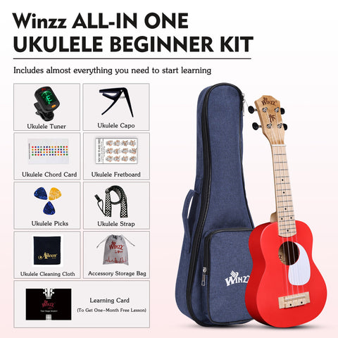 WINZZ Macaron Colors Series-AU-C00 Hawaiian Style Ukulele for Beginners