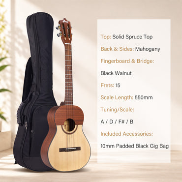 WINZZ AFV17S 4-Strings Nylon Strings Solid Spruce Top Cuatro
