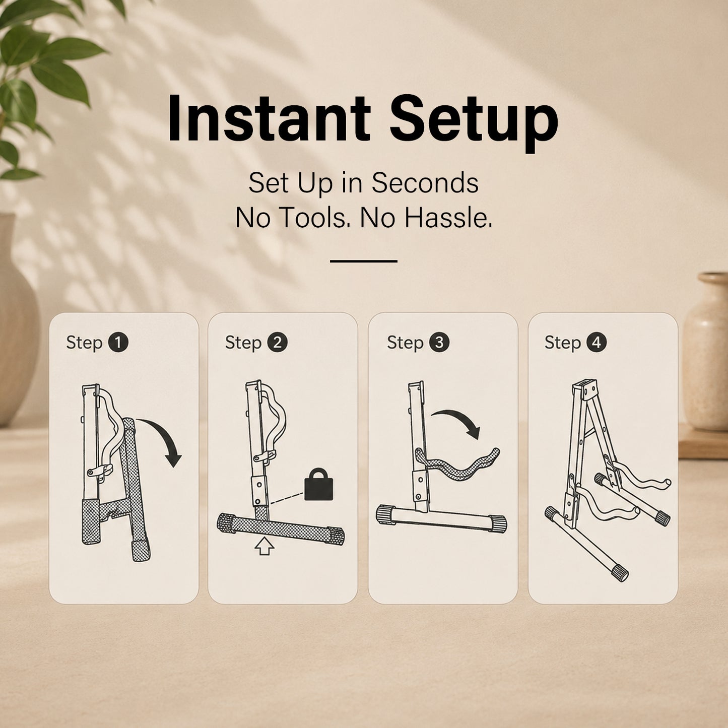 WINZZ Foldable Guitar Stand, Portable A-Frame Guitar Holder for Acoustic, Electric & Bass Guitars