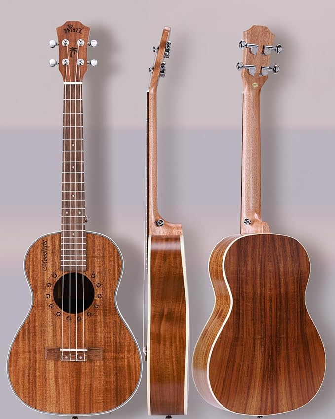 WINZZ AU50L Solid Koa Concert Ukulele, Natural Matte