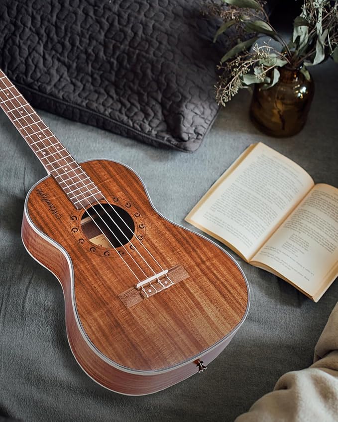 WINZZ AU50L Solid Koa Concert Ukulele, Natural Matte