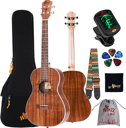WINZZ AU50L Solid Koa Concert Ukulele, Natural Matte