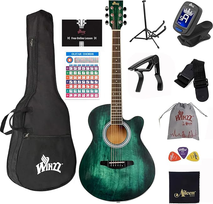 WINZZ AF-H00LC Hand-Rubbed Series  40-Inch  Cutaway Acoustic Guitar for Beginner