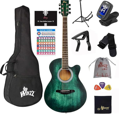 WINZZ AF-H00LC Hand-Rubbed Series  40-Inch  Cutaway Acoustic Guitar for Beginner