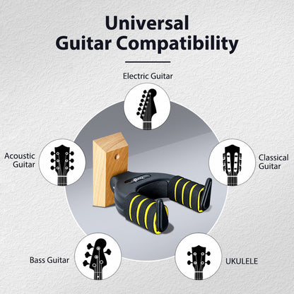 WINZZ Auto-Locking Guitar Hanger – Secure Wall Mount Hook for Acoustic, Electric & Bass Guitars