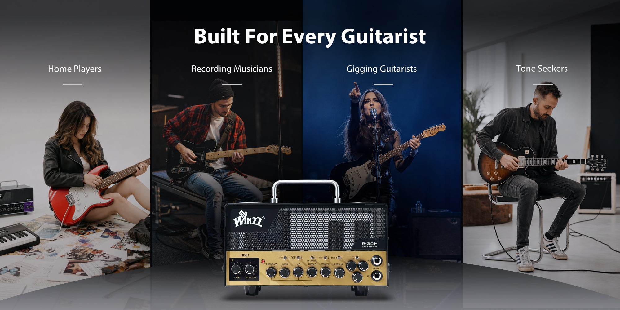 Professional Connections for Every Stage & StudioHeadphone Out + Aux InSilent Practice. Play Along Freely.XLR & Line Out with IRCAB-Free Recording. Studio-Ready Tone.FX Loop with HI/LO SwitchClean Signal. Seamless Effects Integration.Speaker Out + Direct OutDual Outputs. Complete Stage Control.