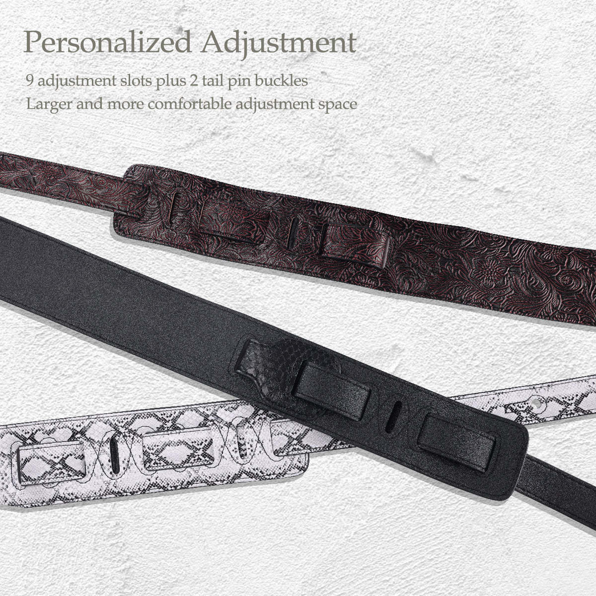 WINZZ Adjustable Leather Guitar/Bass Strap – Stylish & Universal Fit