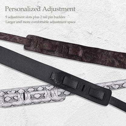 WINZZ Adjustable Leather Guitar/Bass Strap – Stylish & Universal Fit