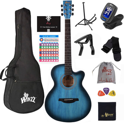 WINZZ AF-H00LC Hand-Rubbed Series  40-Inch  Cutaway Acoustic Guitar for Beginner
