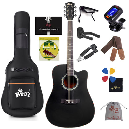 WINZZ AF168C Spruce Cutaway Acoustic Guitar for Adult Beginners