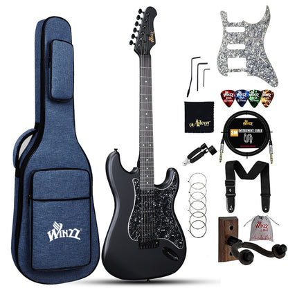 WINZZ Solid Poplar Wood Electric Guitar - 39-Inch Beginner-Friendly Design, Perfect for Practice and Performance