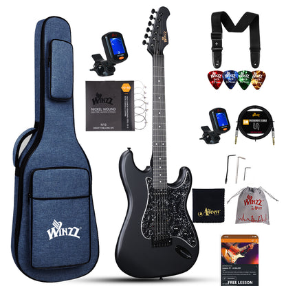 WINZZ Solid Poplar Wood Electric Guitar - 39-Inch Beginner-Friendly Design, Perfect for Practice and Performance