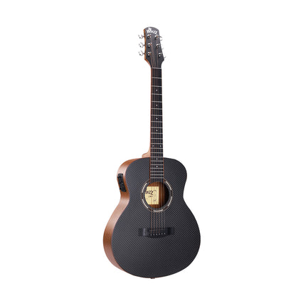 WINZZ AFC77E 36" Travel Guitar – Carbon Fiber Top, Mahogany Body, Okoume Neck, HPL Fingerboard, Optional EQ, 8mm Padded Gig Bag
