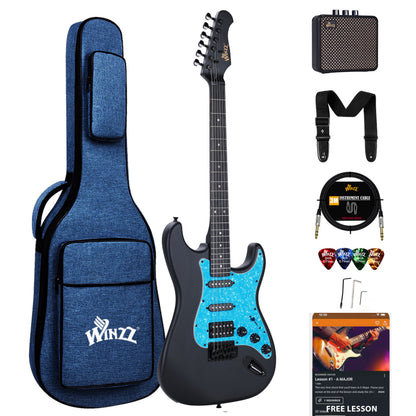(Liquidación) Guitarra eléctrica WINZZ de madera maciza de álamo - Diseño de 39 pulgadas para principiantes, ideal para practicar y tocar.