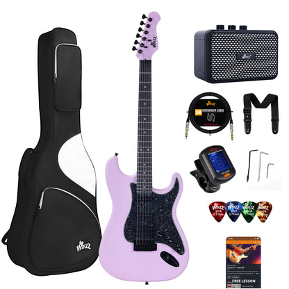 WINZZ Solid Poplar Wood Electric Guitar Set for Beginners - 39-Inch, Complete Starter Kit with Accessories