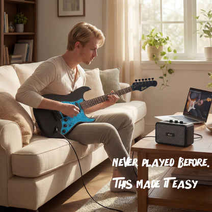 WINZZ 39-Inch EGS112H Solid Poplar Wood Electric Guitar With Blue Pickguard