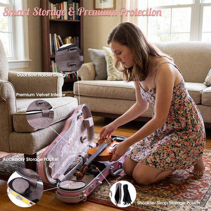 Aileen AV-D501 Electric Violin 4/4 – 20th Anniversary Edition with Piezo Pickup &Macaron Series Violin Hard Case Set
