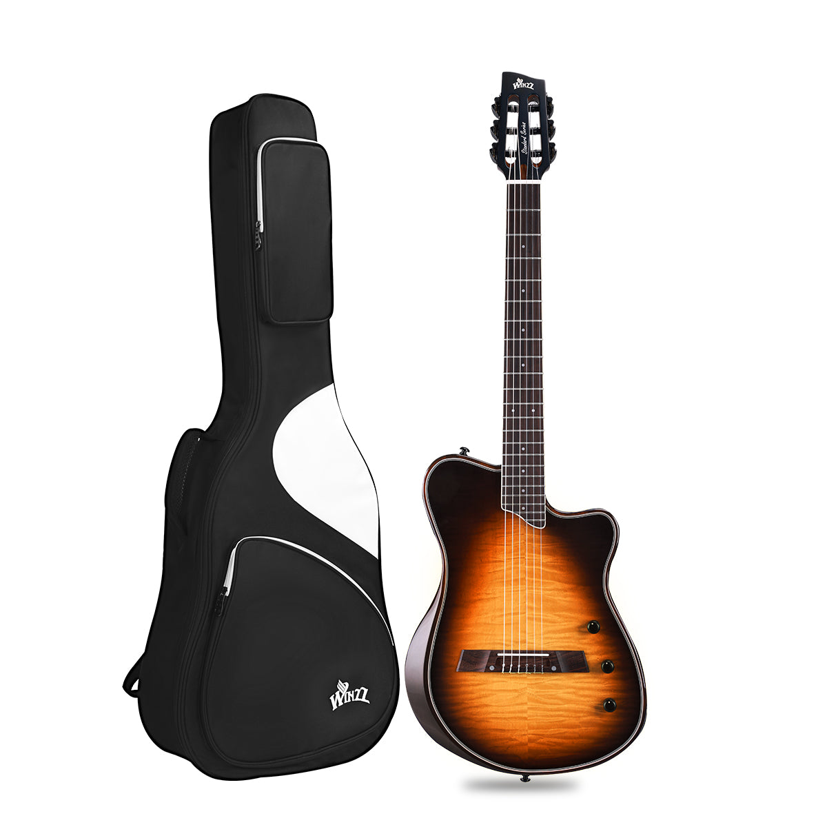 WINZZ WCG370 Thin Body Solid spruce top with flamed maple veneered Nylon-String Electric Guitar