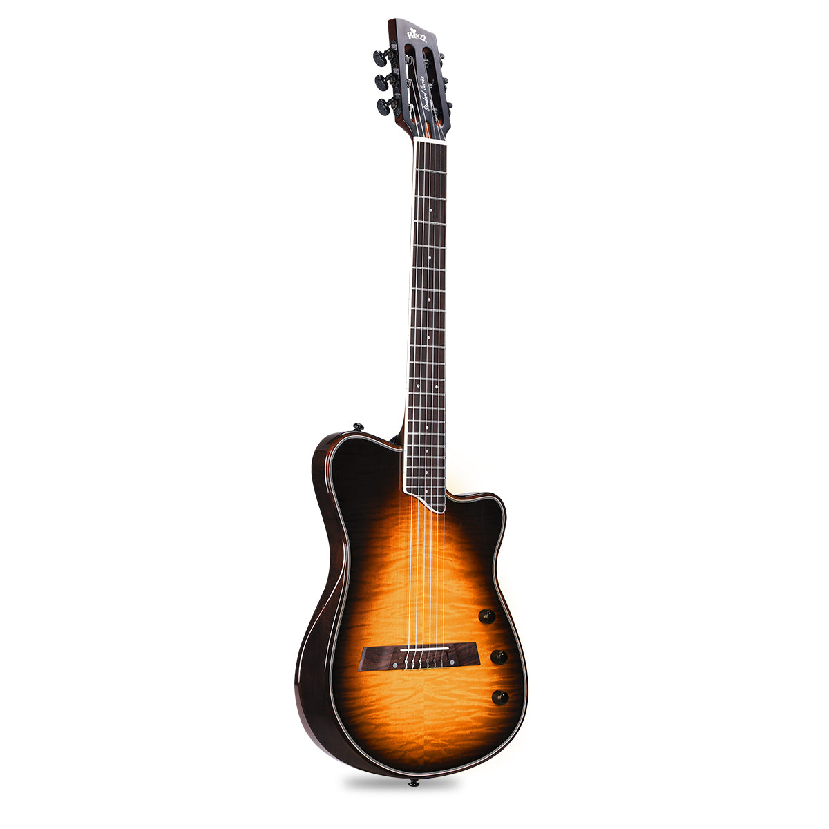 WINZZ WCG370 Thin Body Solid spruce top with flamed maple veneered Nylon-String Electric Guitar