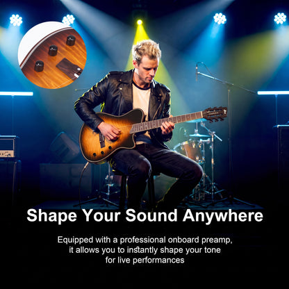 WINZZ WCG370 Thin Body Solid spruce top with flamed maple veneered Nylon-String Electric Guitar