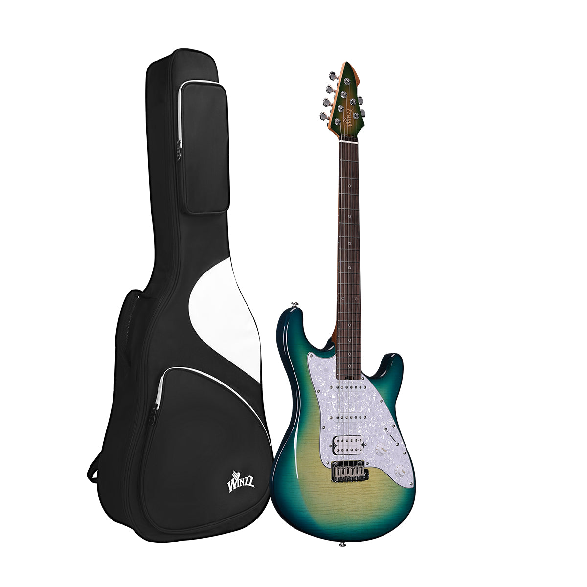 WINZZ Gravity PRO Series -WGS150 Solid Alder Body ST electric guitar With Roasted Maple Neck, HSS Pickups, Rosewood Fingerboard, D'Addario EXL120 Strings, Mini Double Locking Tremolo