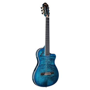 WINZZ WCG170CE 39-inch Thin Body Nylon Strings Electric Guitar, designed for comfort and performance, featuring a sleek thin body design, nylon strings for a soft touch, and built-in electronics for amplified play. Perfect for beginners and performers seeking a lightweight, versatile instrument.