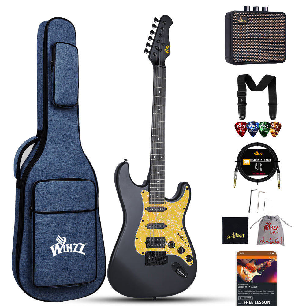(Liquidación) Guitarra eléctrica WINZZ de madera maciza de álamo - Diseño de 39 pulgadas para principiantes, ideal para practicar y tocar.