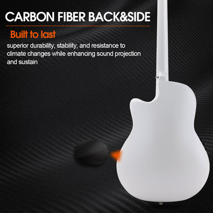 （Mother's Day Gift）WINZZ AFO300CE Electro-Acoustic Guitar - Solid Spruce Top, Carbon Fiber Back, Professional Performance Quality