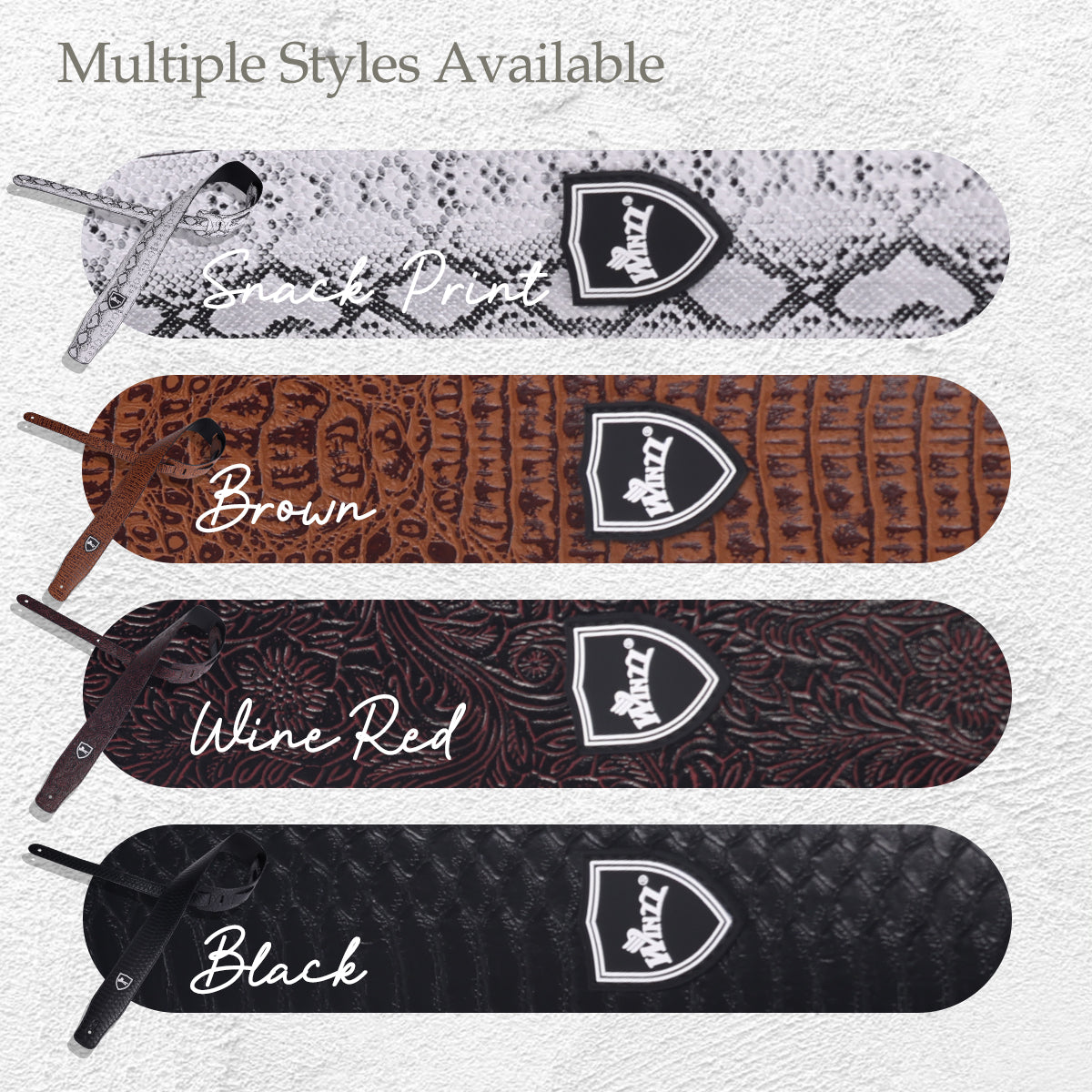 WINZZ Adjustable Leather Guitar/Bass Strap – Stylish & Universal Fit