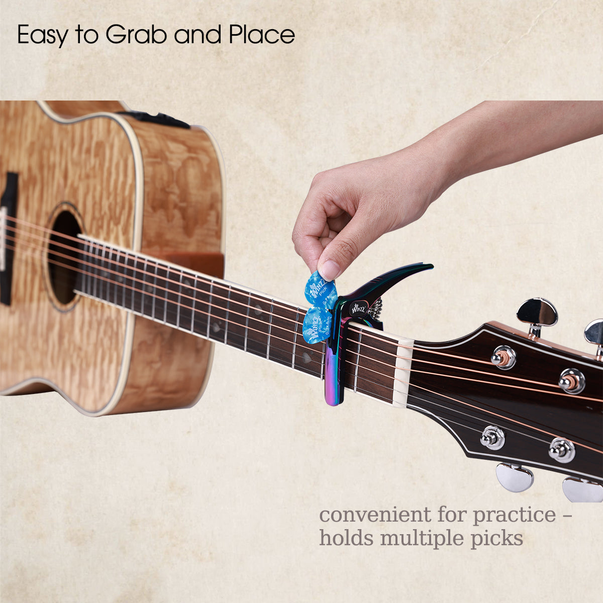 WINZZ Zinc Alloy Guitar Capo - Professional 2-in-1 Trigger Capo for Acoustic and Electric Guitars, Durable Metal Construction