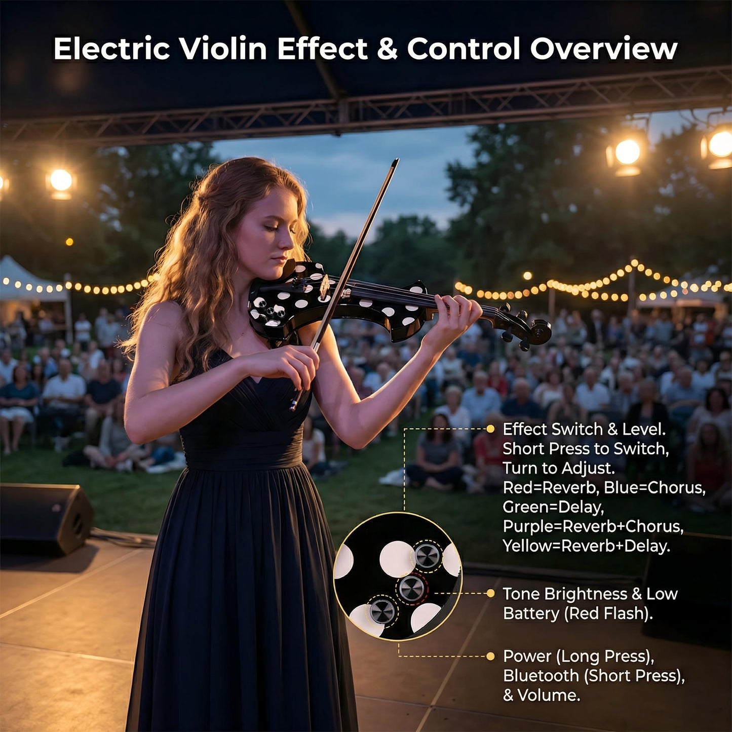 Aileen AV-D501 Electric Violin 4/4 – 20th Anniversary Edition with Piezo Pickup &Macaron Series Violin Hard Case Set